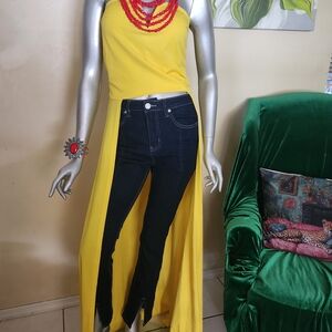 Yellow Women's Halter Top Blouse